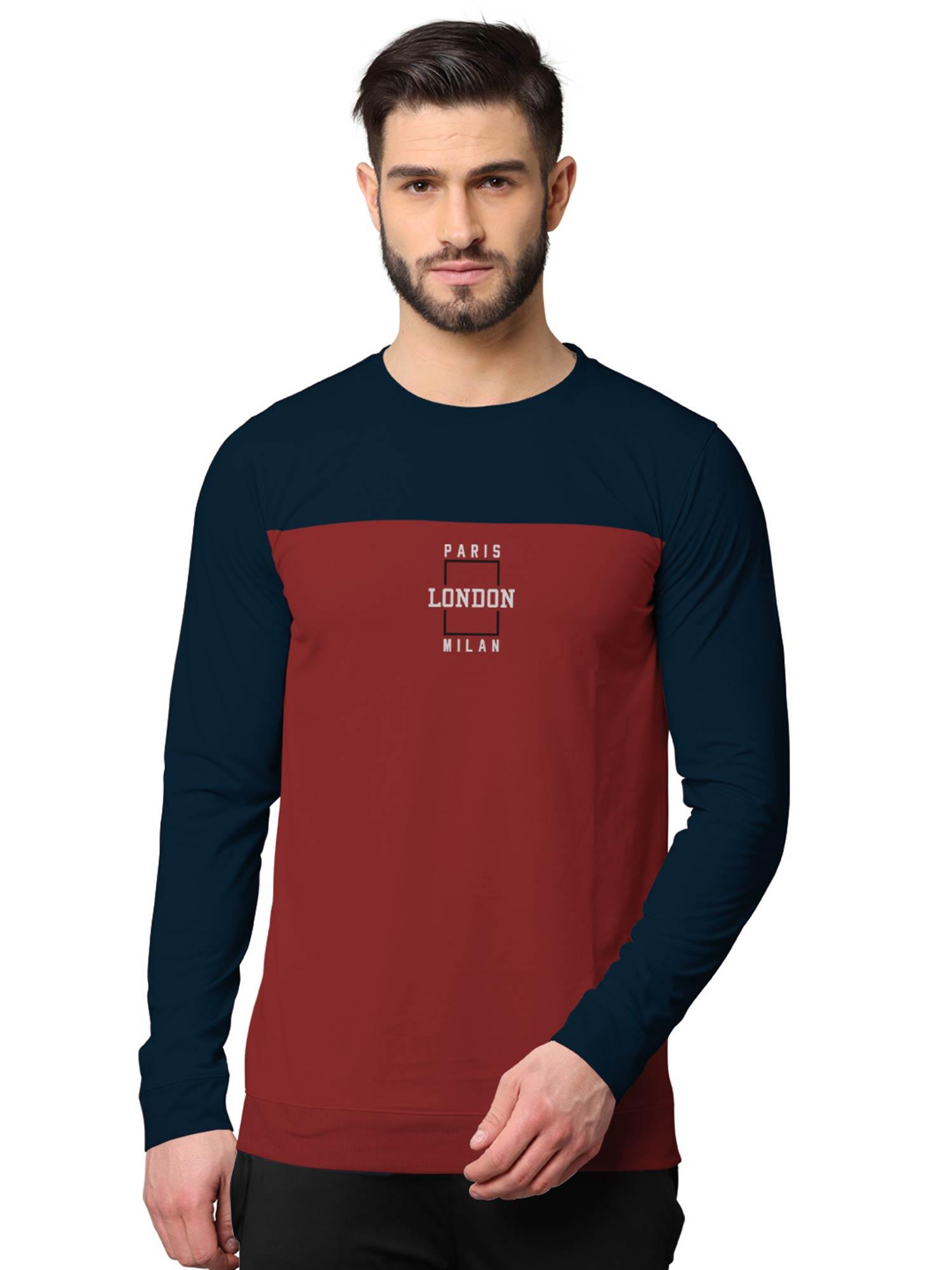 colorblock full sleeve sweatshirts for men navy blue and red