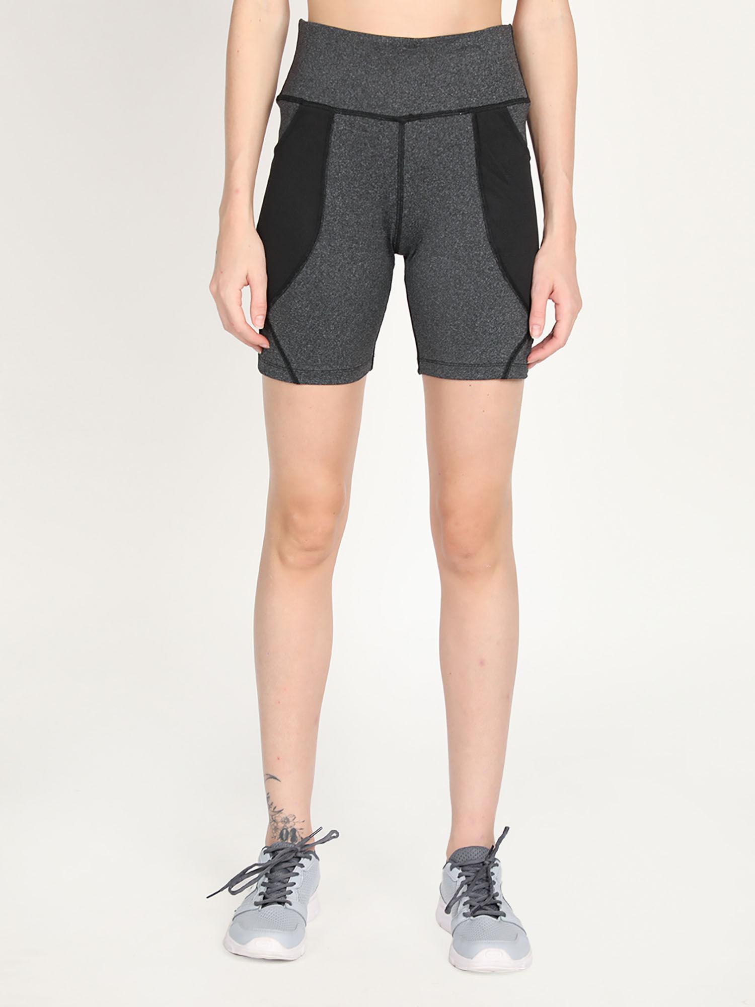 colorblock grey activewear shorts for women