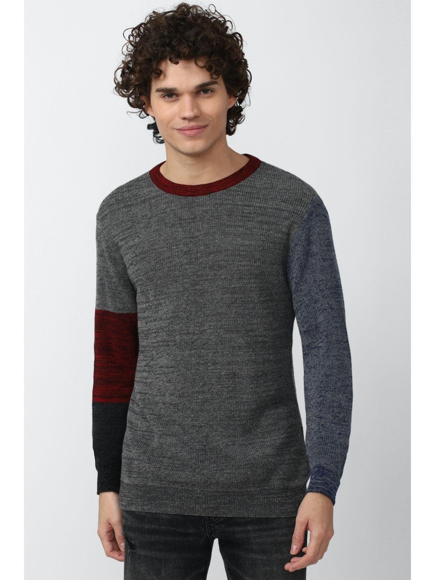 colorblock grey sweater
