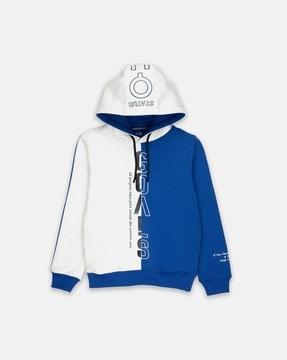 colorblock hoodie with typography