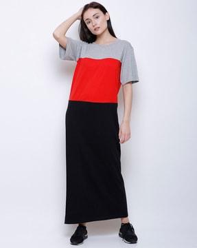 colorblock maxi shift dress