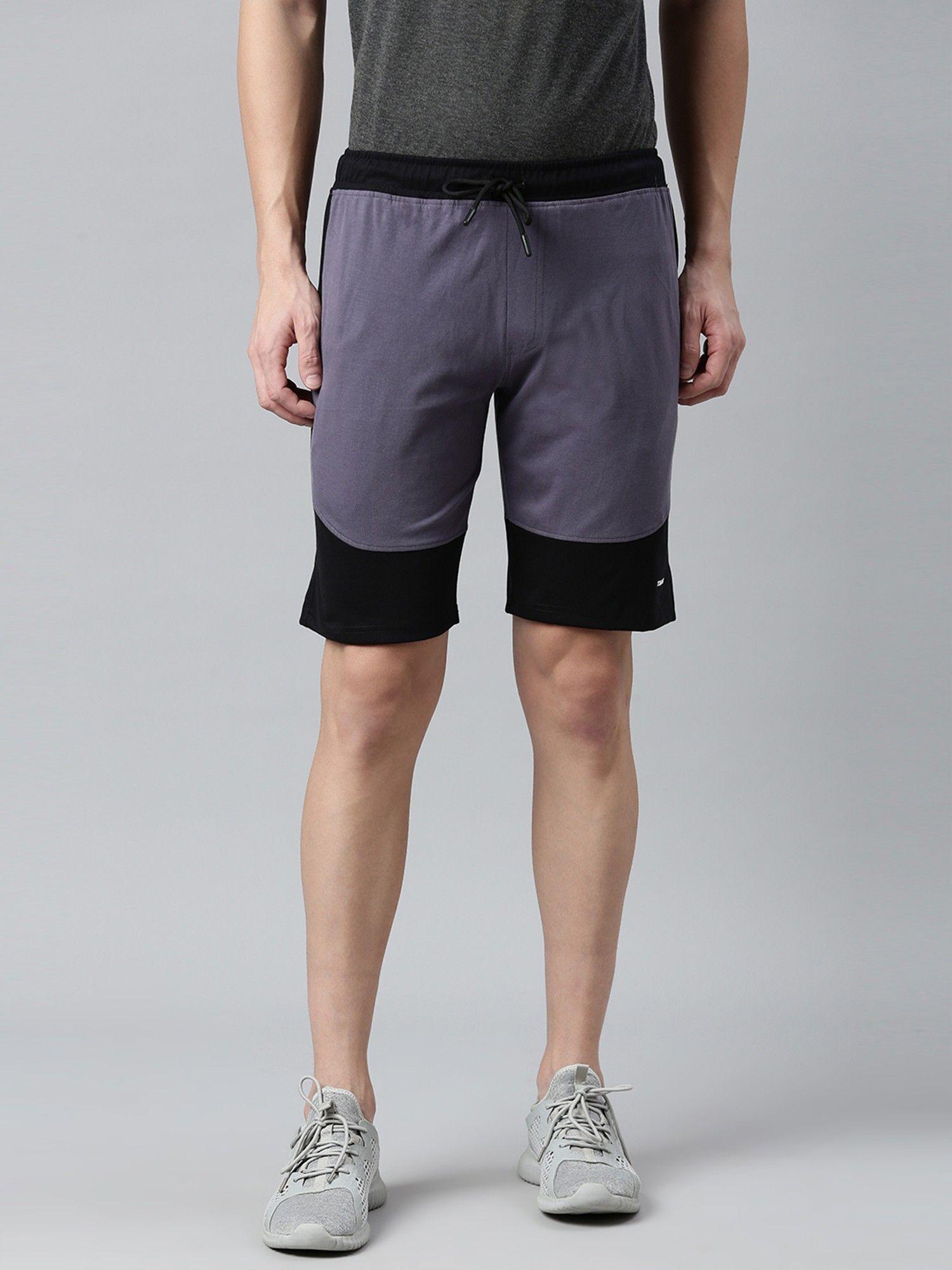 colorblock men dark grey & black sports lounge shorts