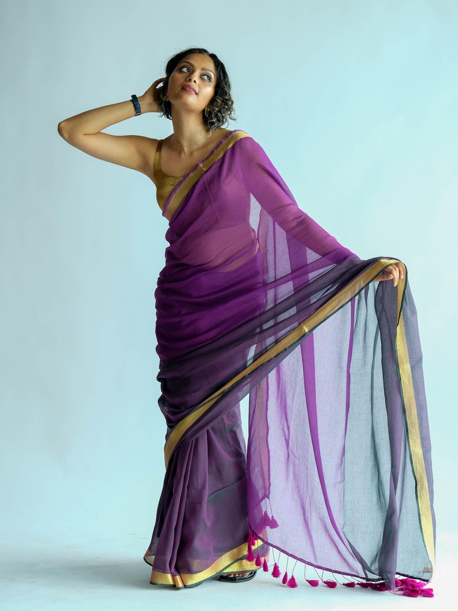 colorblock multi-color zari saree