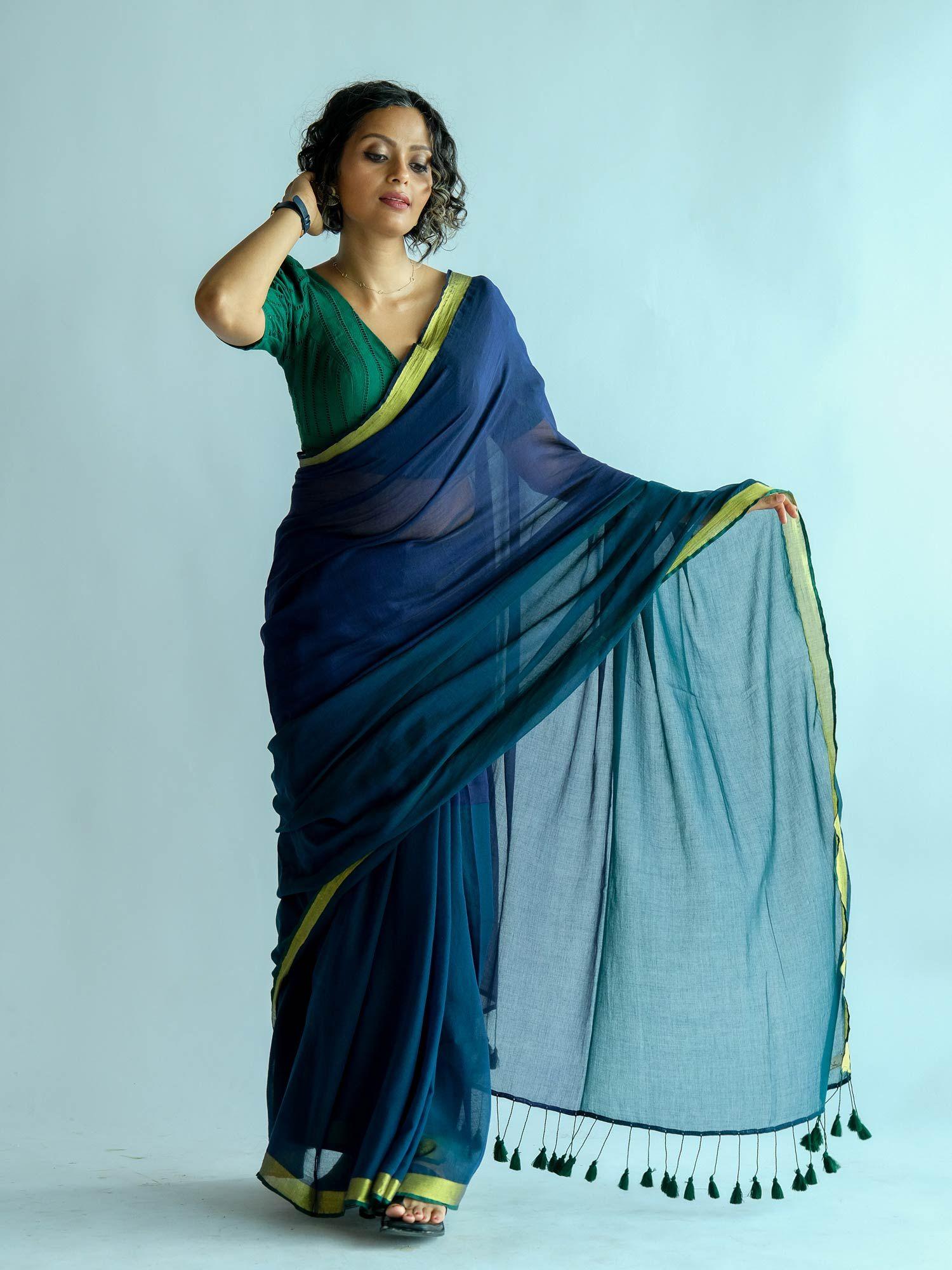 colorblock multi-color zari saree