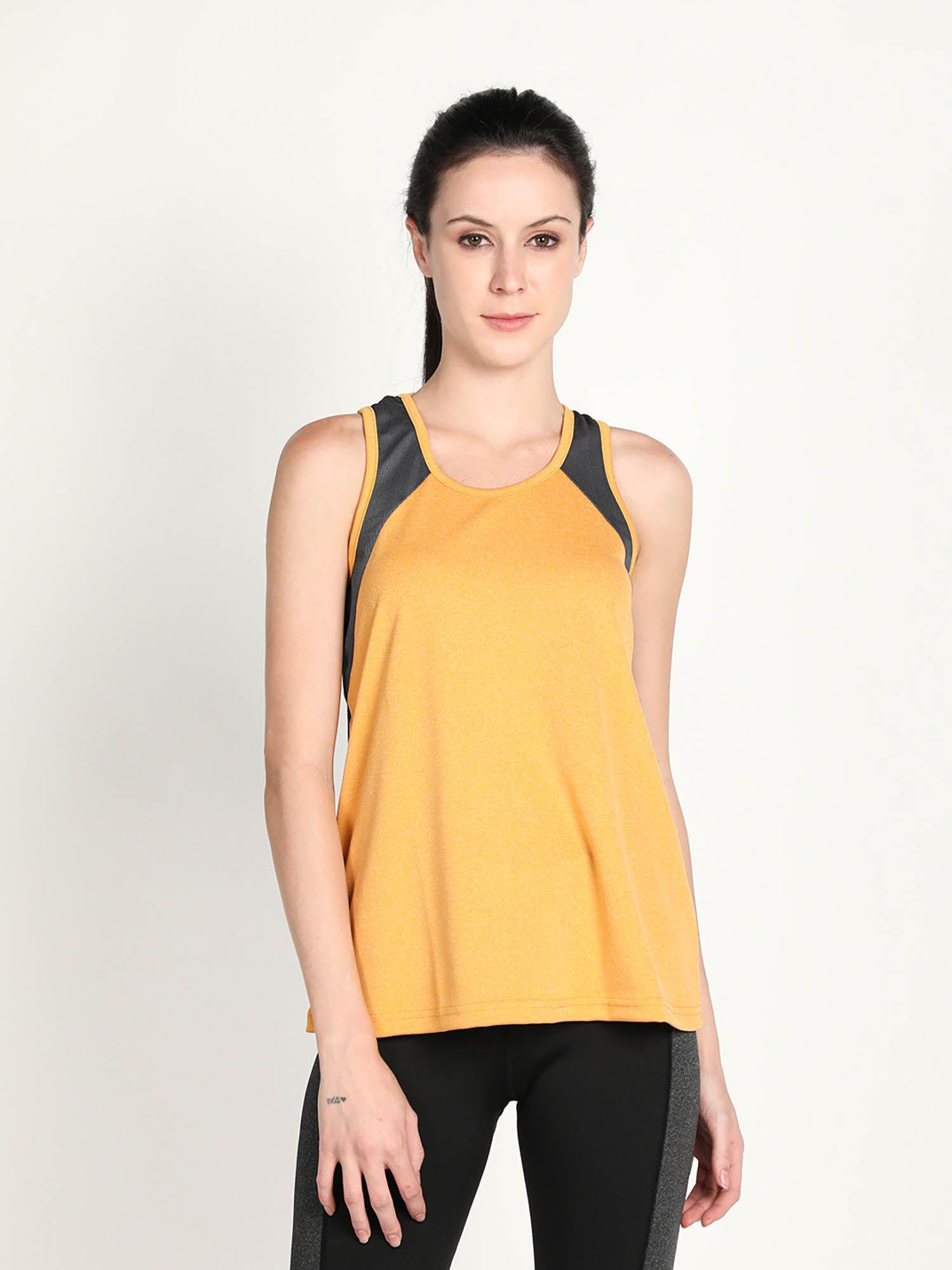 colorblock mustard women sleeveless sports tank top