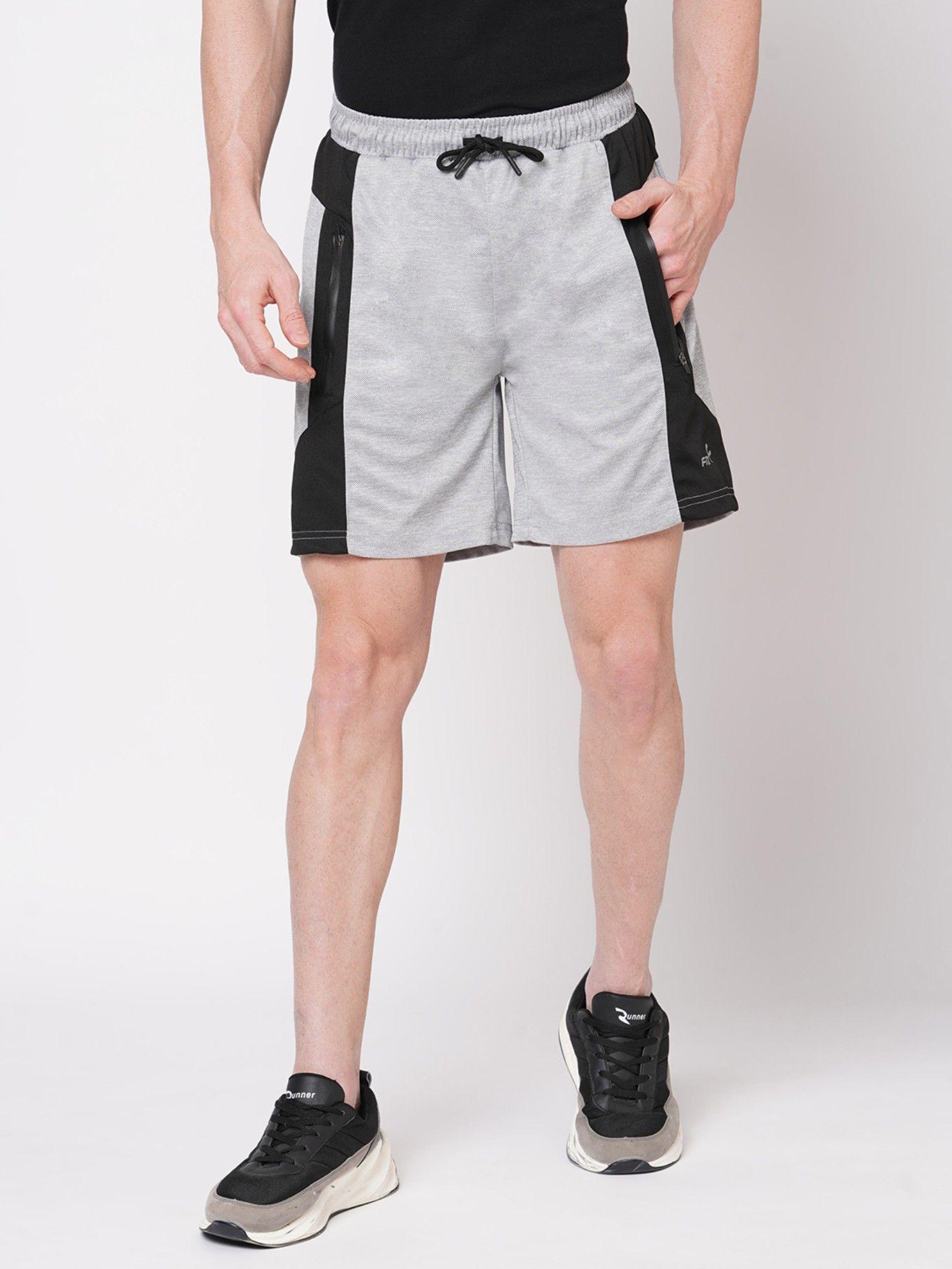 colorblock polyester regular shorts grey melange