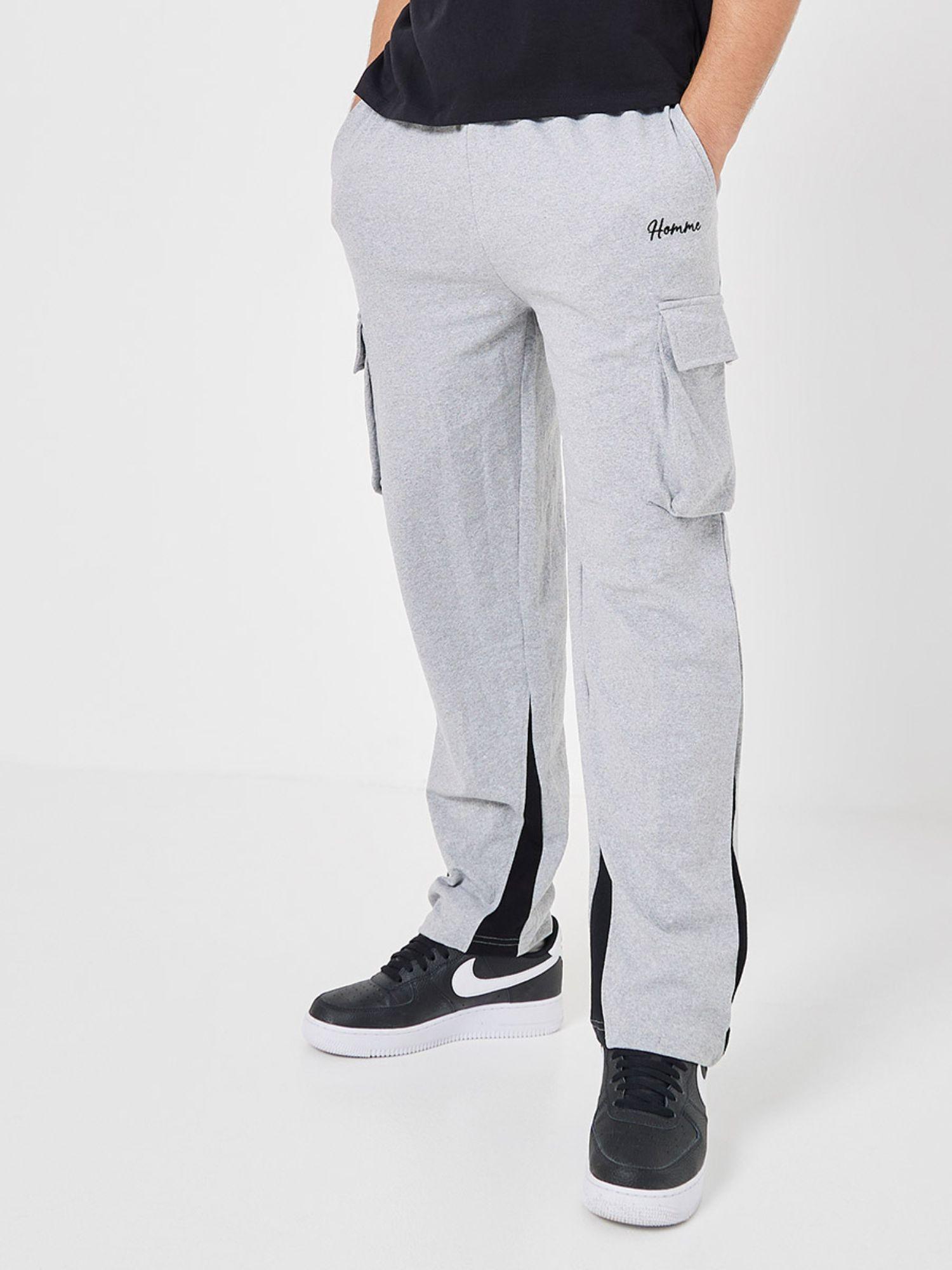 colorblock relaxed fit open hem cargo trackpant