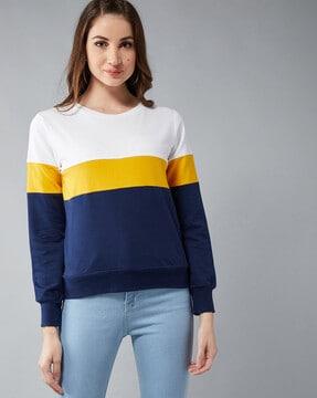 colorblock round neck sweatshirt