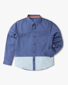 colorblock shirt with patch pocket