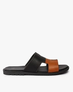 colorblock slip-on sandals