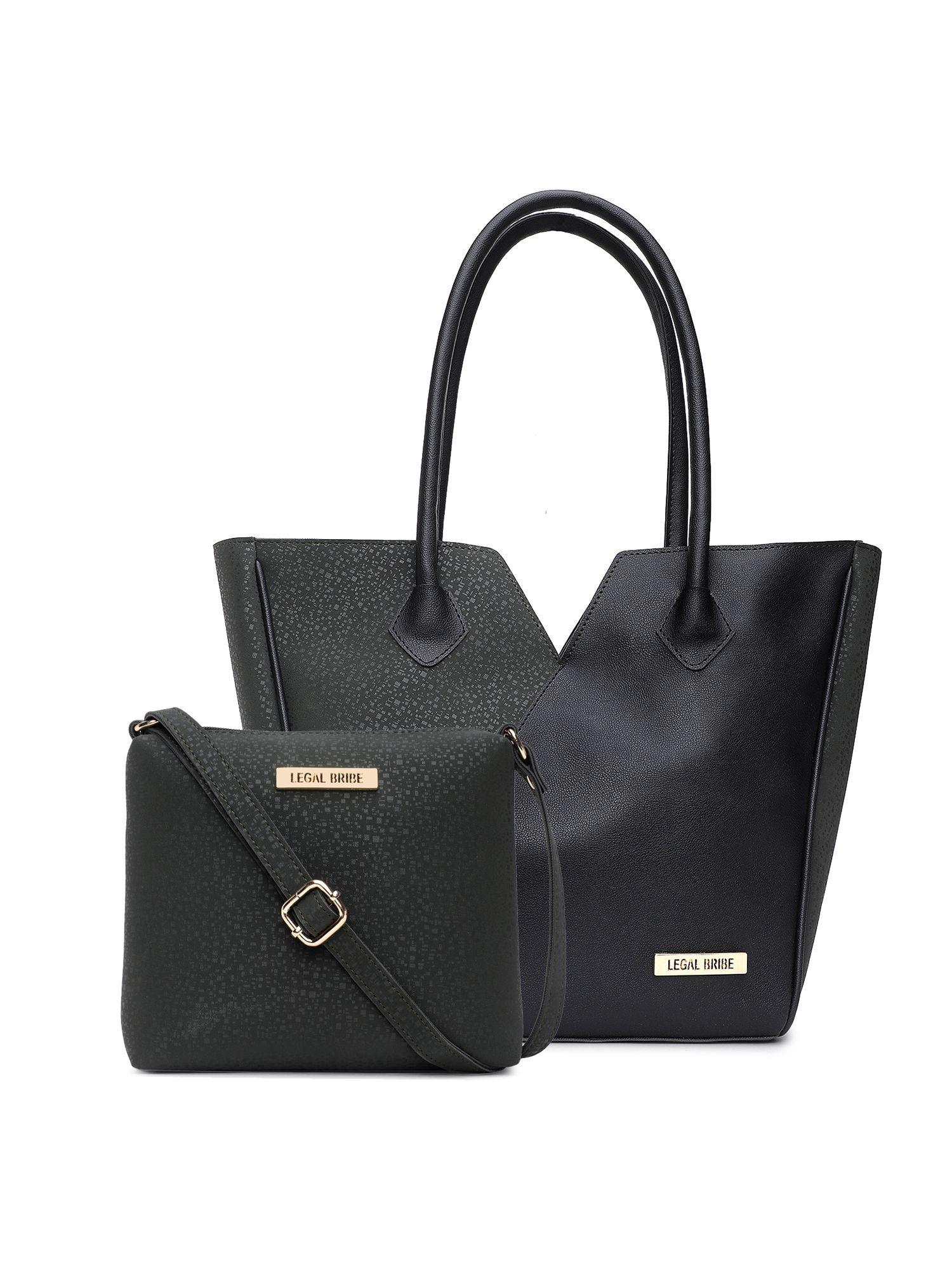 colorblock tote bag combo of 2 - olive