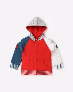 colorblock zip-front hoodie