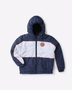 colorblock zip-front hoodie