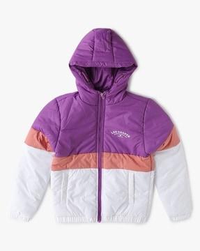 colorblock zip-front hoodie