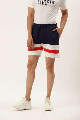 colorblocked cotton blend regular fit shorts - multi