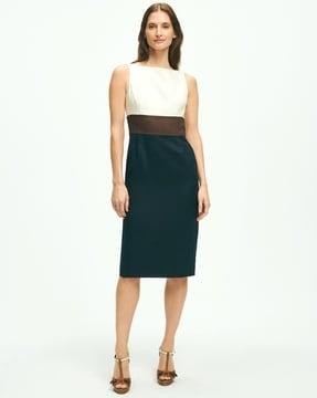 colorblocked boat-neck sheath dress