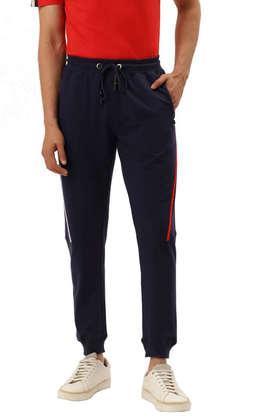 colorblocked cotton blend regular fit men's track pants - multi