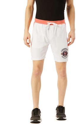 colorblocked cotton regular fit shorts - peach