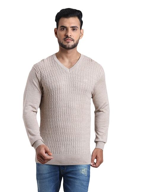 colorplus beige tailored fit texture sweater