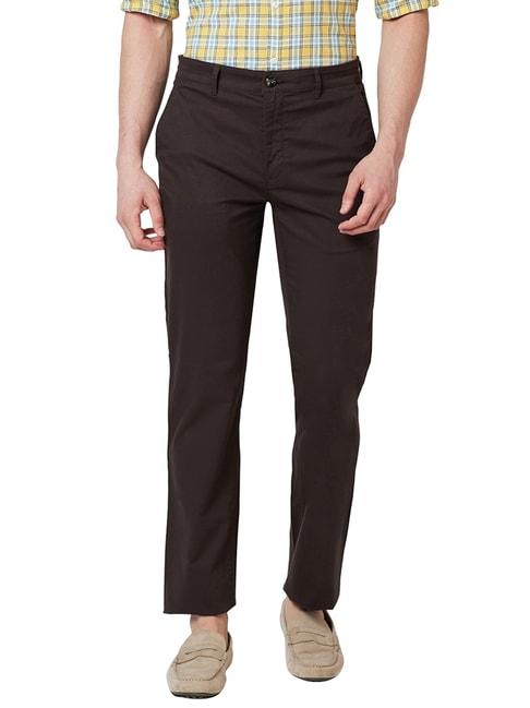colorplus dark brown tailored fit trousers