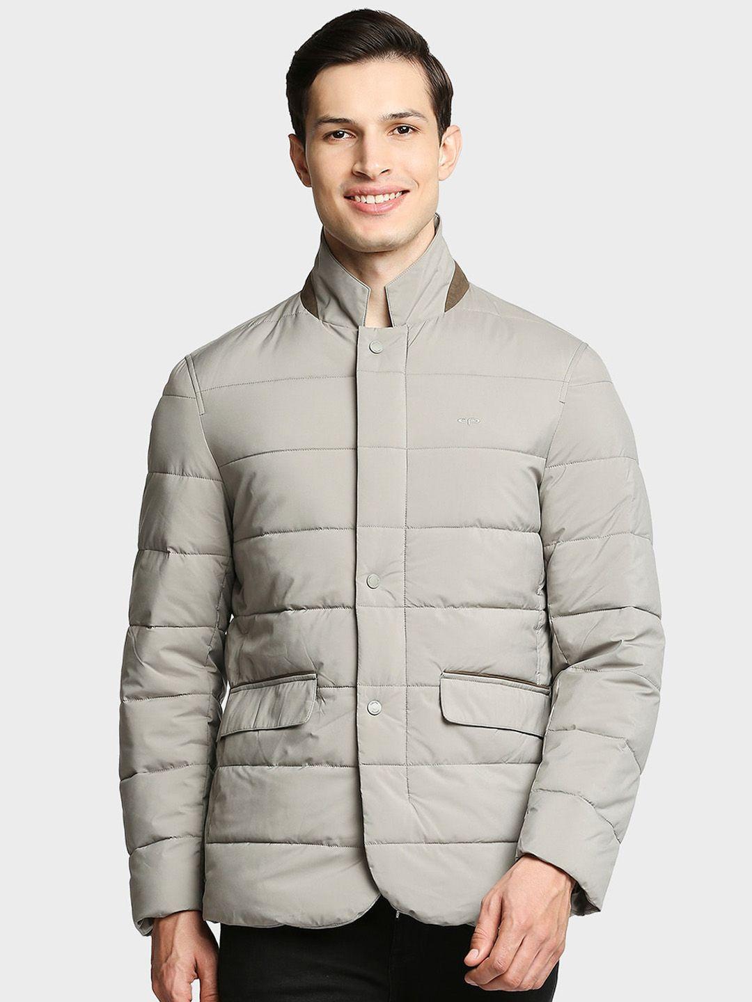 colorplus men beige padded jacket with embroidered