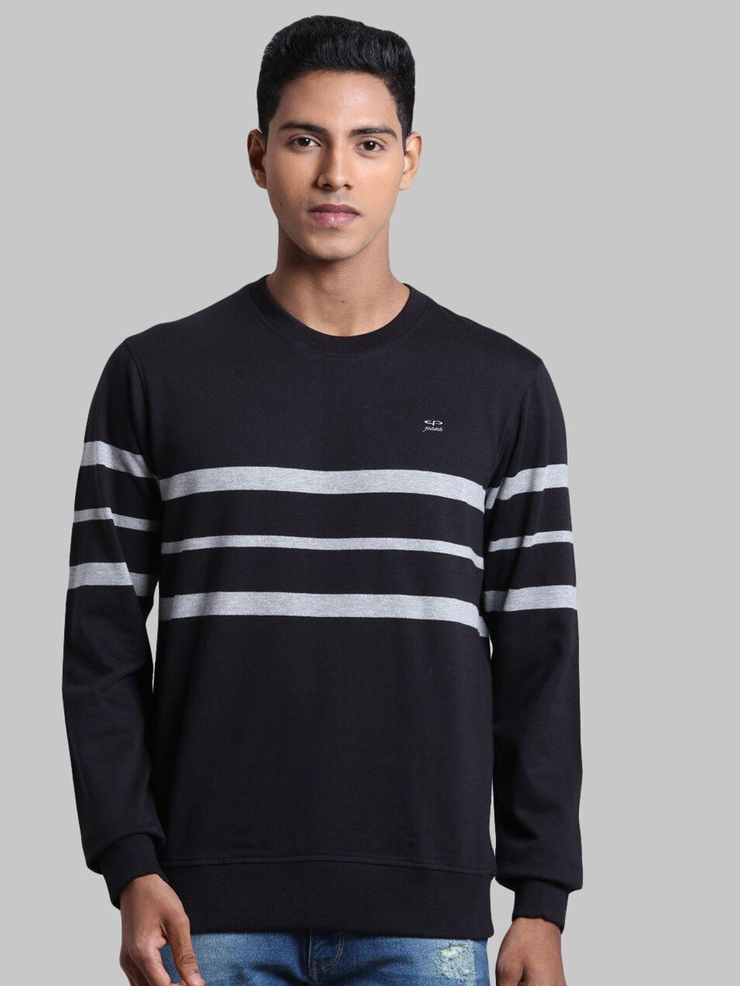 colorplus men black striped cotton sweatshirt