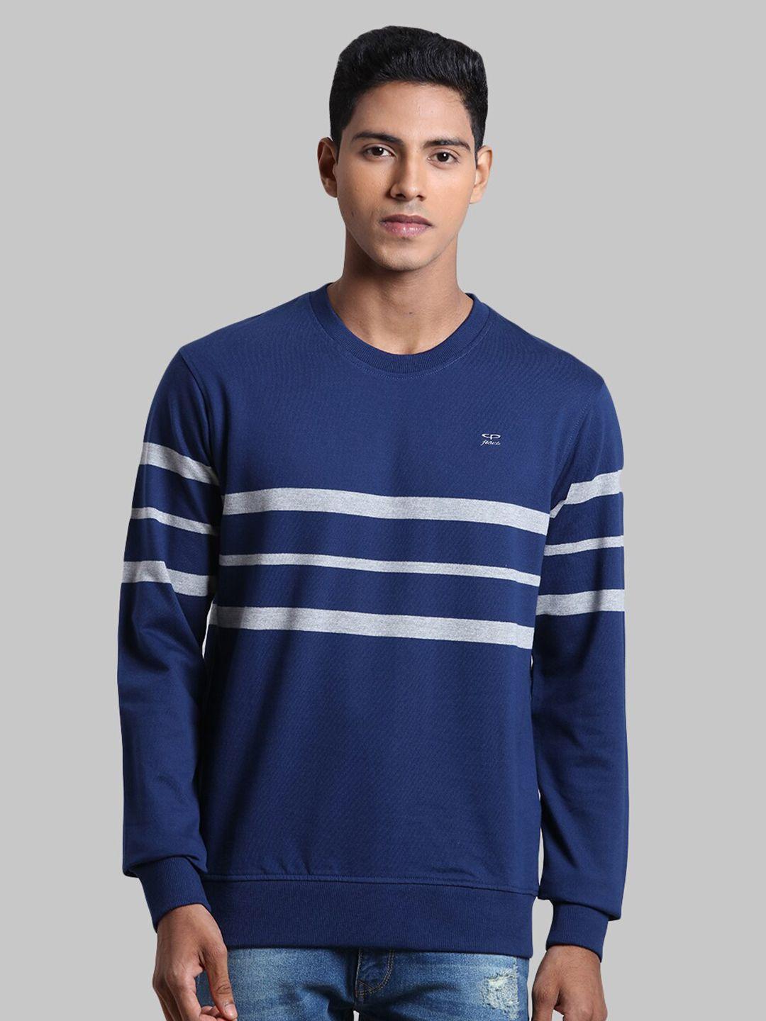 colorplus men blue striped sweatshirt
