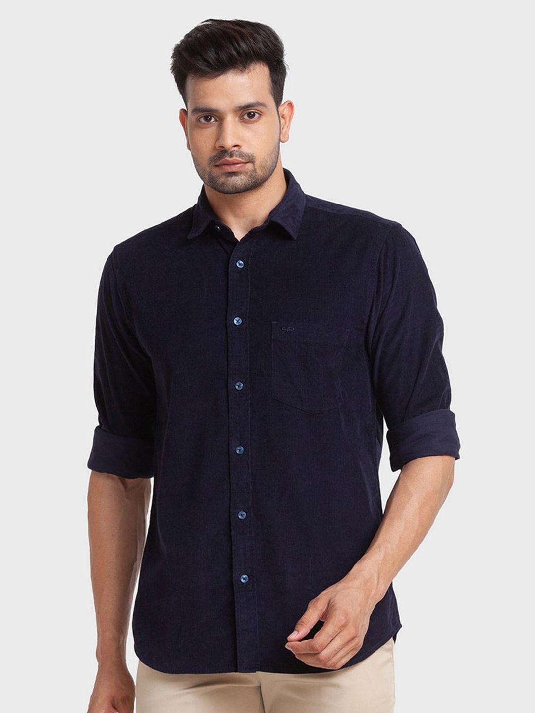 colorplus men blue tailored fit organic cotton casual shirt