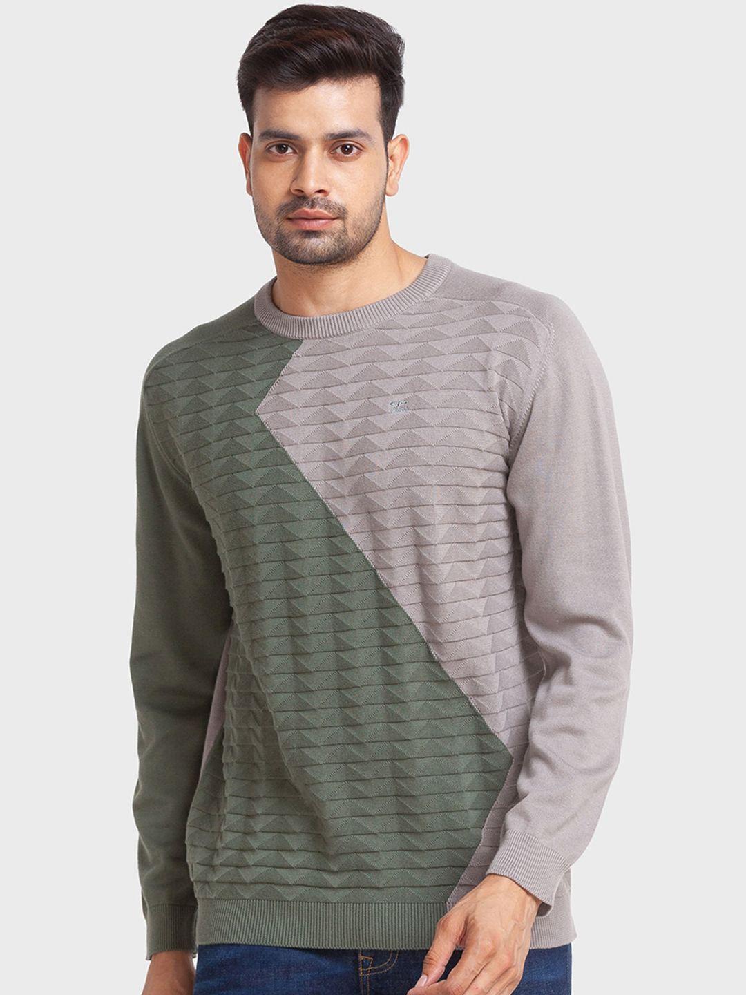 colorplus men colourblocked cotton pullover