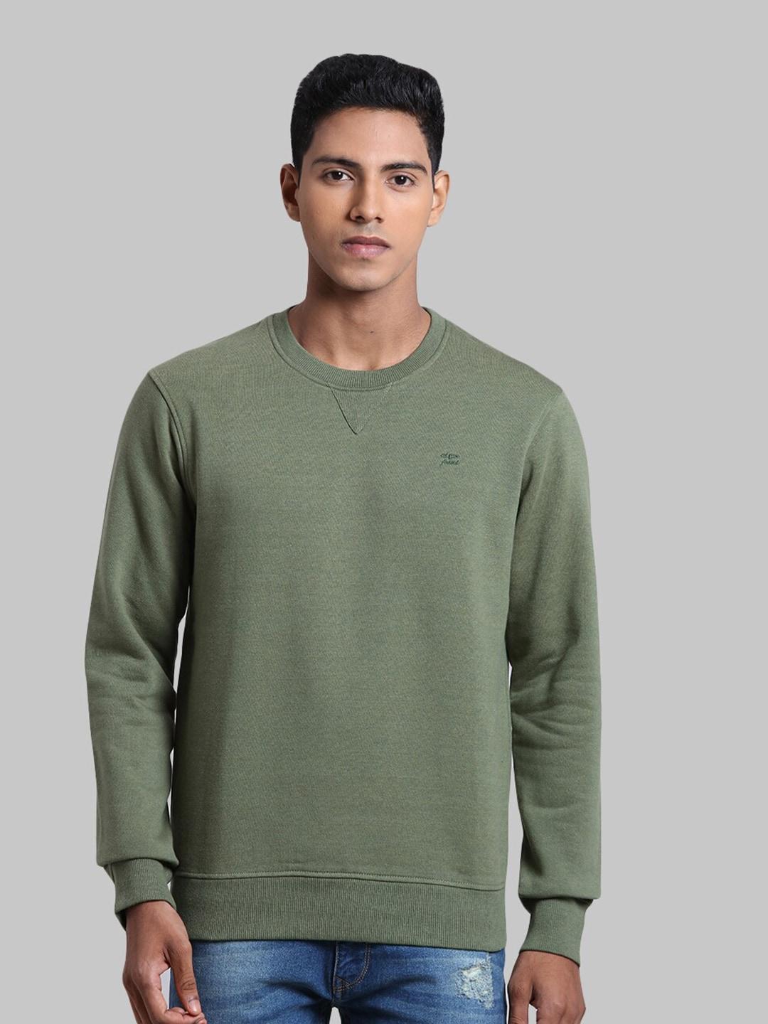 colorplus men green cotton sweatshirt