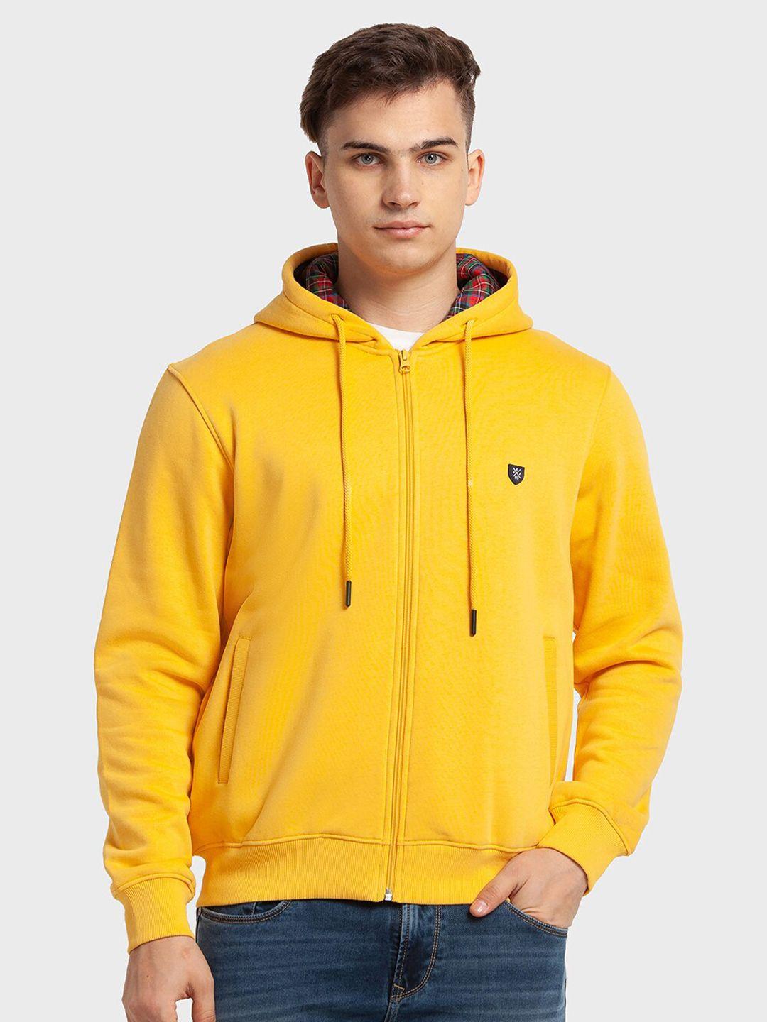 colorplus men hooded inserted pockets knitted front-open sweatshirt