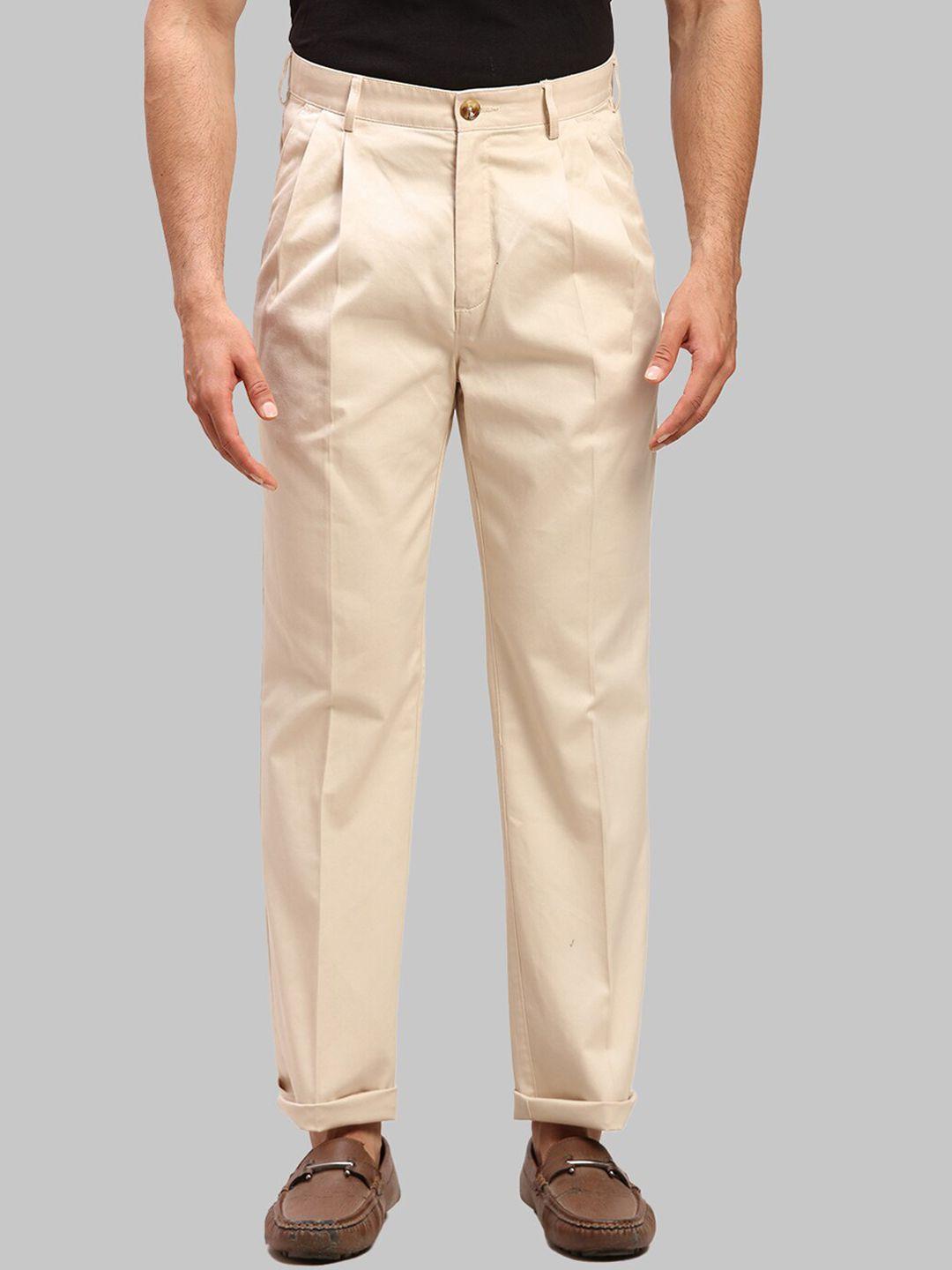 colorplus men pleated cotton chinos trousers