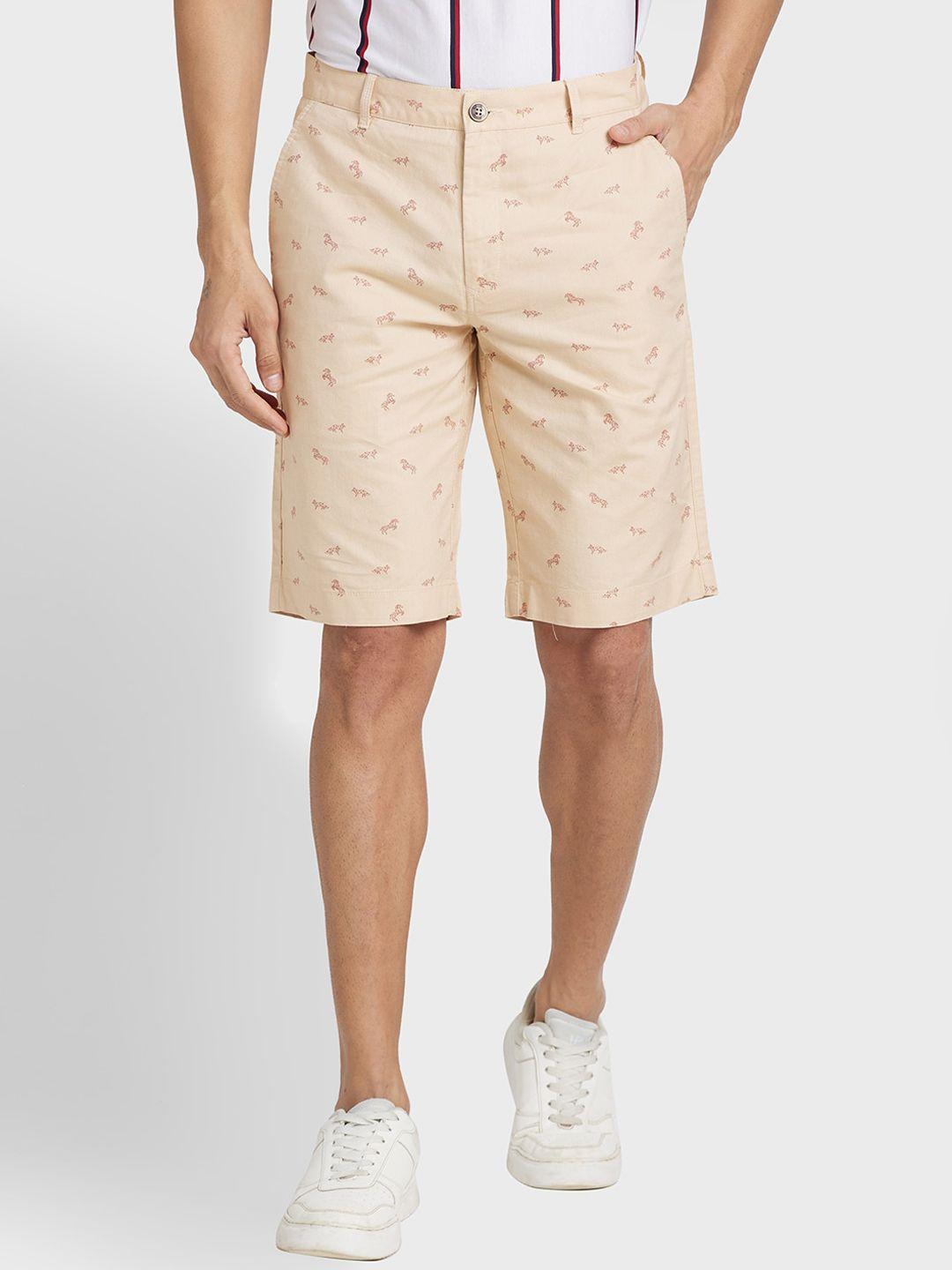 colorplus men printed cotton regular fit mid-rise shorts