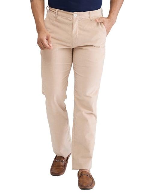 colorplus beige regular fit texture trousers