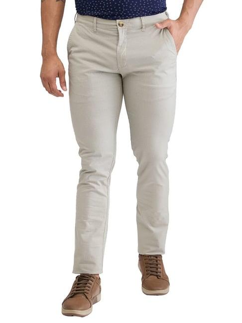 colorplus beige super slim fit printed trousers