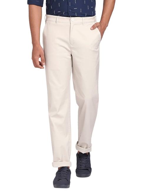 colorplus beige tailored fit flat front trousers