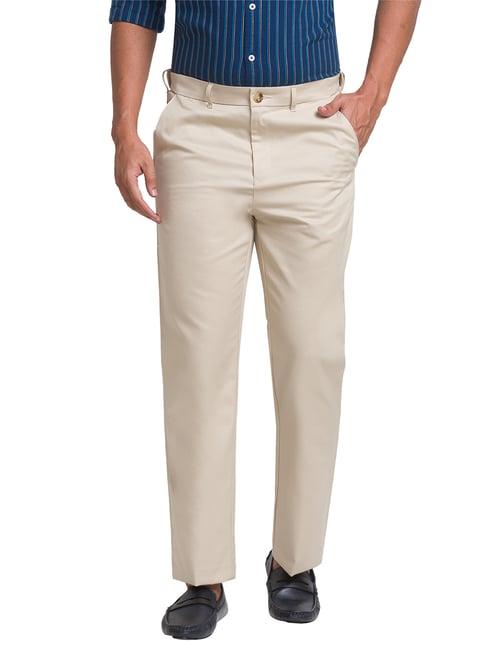 colorplus beige tailored fit flat front trousers