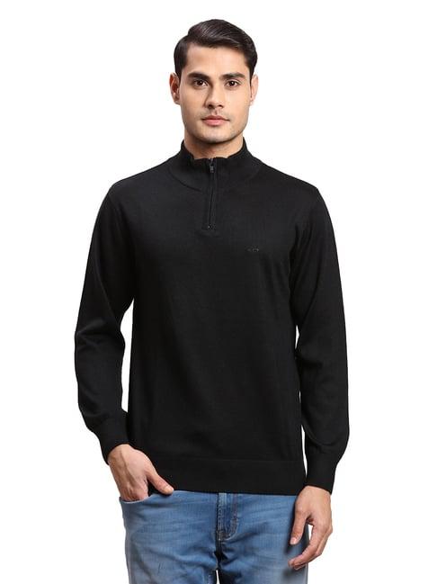 colorplus black regular fit mock collar sweater