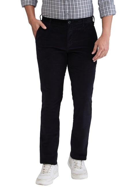 colorplus black slim fit texture trousers