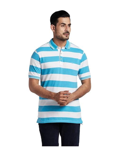 colorplus blue & white striped polo t-shirt