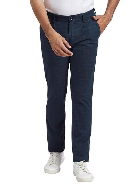 colorplus blue regular fit flat front trousers