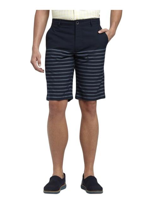 colorplus blue regular fit striped shorts