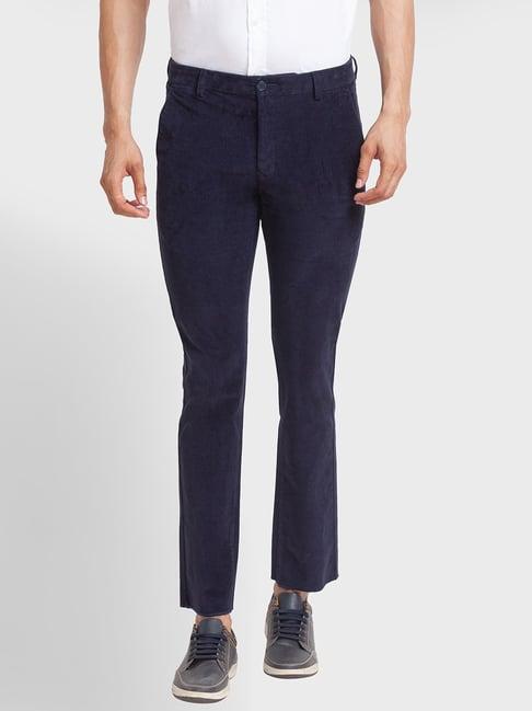 colorplus blue regular fit texture trousers