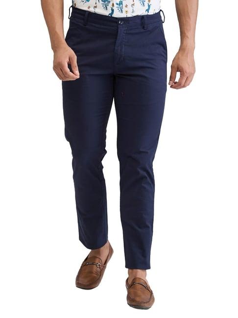 colorplus blue slim fit trousers