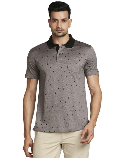 colorplus brown regular fit printed polo t-shirt