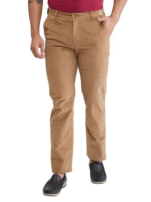 colorplus brown regular fit texture trousers