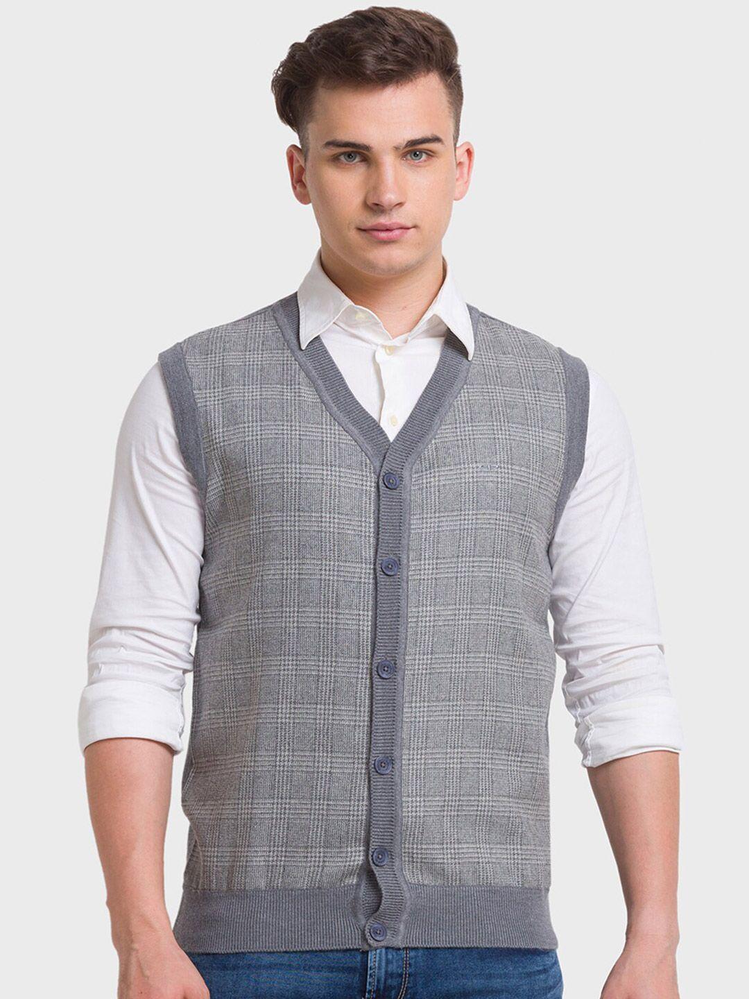 colorplus classic fit checked cardigan sweater