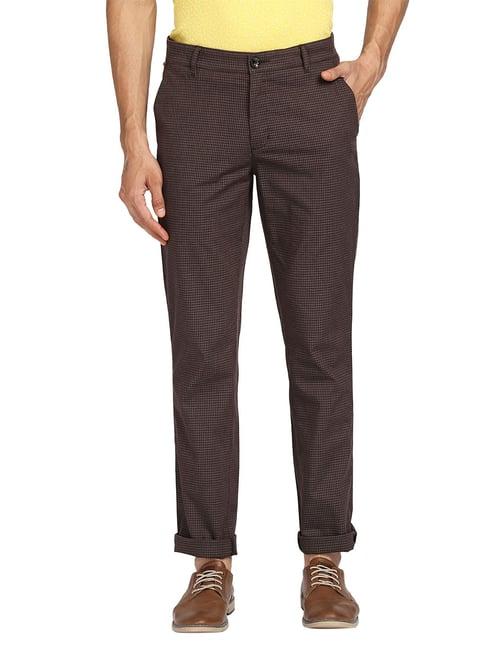 colorplus dark brown regular fit flat front trousers