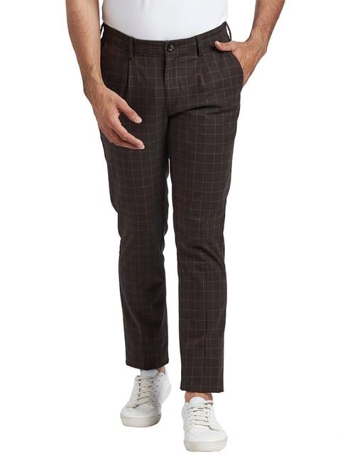 colorplus dark brown regular fit flat front trousers