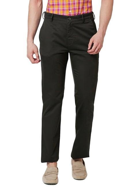 colorplus dark green cotton tailored fit trousers